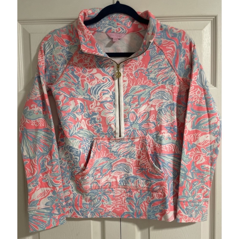 Lilly Pulitzer Skipper Popover Sz XS Pink Sun Ray Summer Siren Pulllover Pockets - Picture 16 of 16